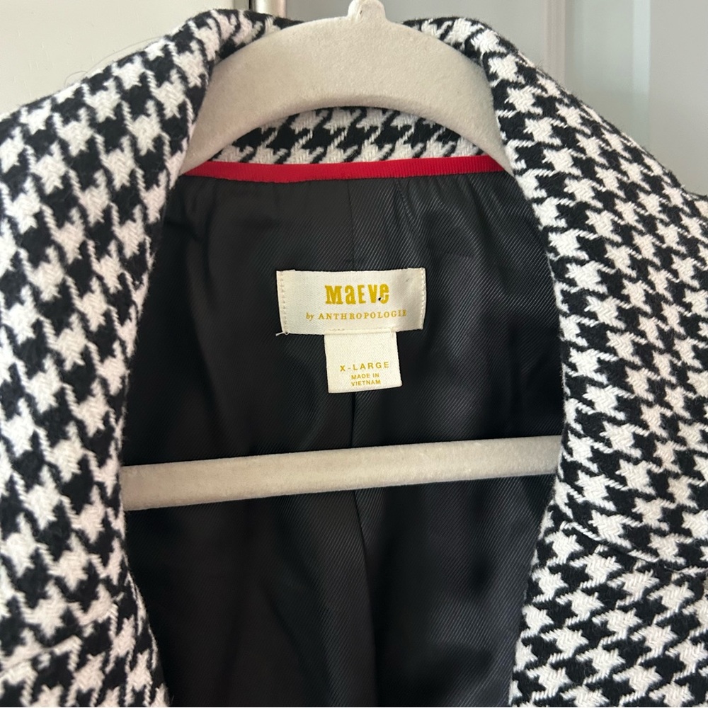 New Anthropologie Maeve Houndstooth Sculpted Hourglass Blazer - Picture 7 of 8